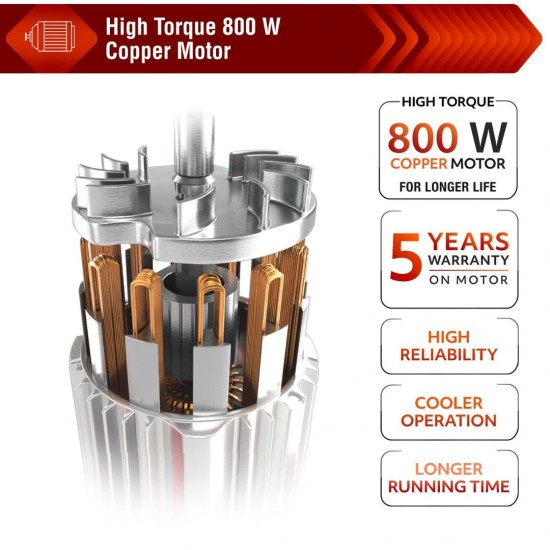 Usha Trienergy Plus 800 Watt Mixer Grinder with Copper Motor, 4 Jars, Magenta