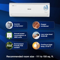 Voltas 1.5 Ton 5 Star 185V Vectra Elite 4 in 1 Convertible Inverter Split AC With Anti Microbial Protection , Copper Condenser, White