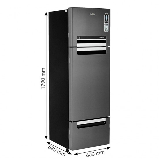 Whirpool 330L Frost Free Inverter Triple Door Refrigerator FP 343D, PROTTON ROY STEEL ONYX