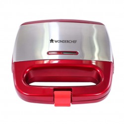 Wonderchef Crimson Edge Sandwich Maker 750W, Elegant Design, Oil Free Toasting, Black