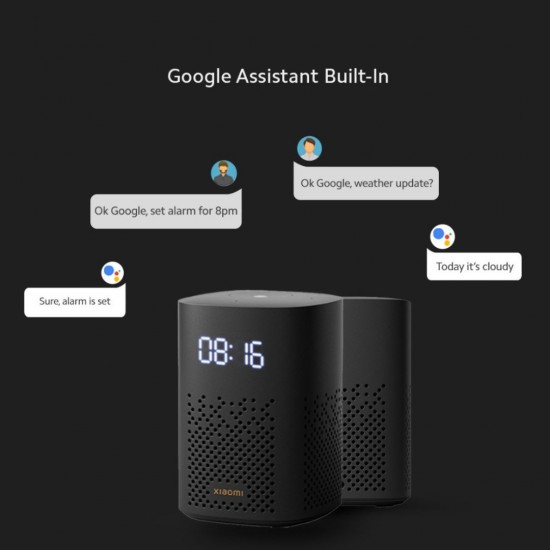 Xiaomi Smart Speaker with Google Assistant, IR Control, LED Clock Display, 360° Surround Sound, Black Xiaomi Smart Speaker with Google Assistant, IR Control, LED Clock Display, 360° Surround Sound, Black